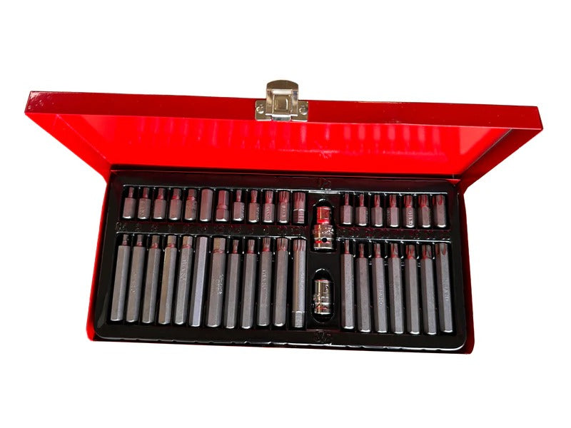 Комплект битове: шестограмни, торкс, XZN, шестограмни с шлиц, 40 бр., метална кутия GEBO TOOLS