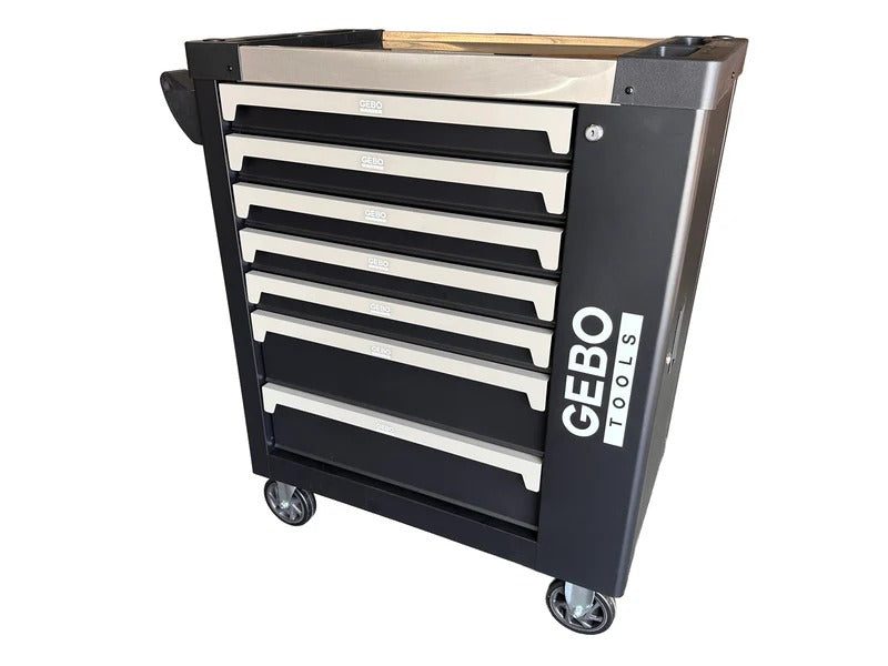 Професионален шкаф с инструменти с 7 чекмеджета, 7 карбонови модула и 262 части GEBO TOOLS