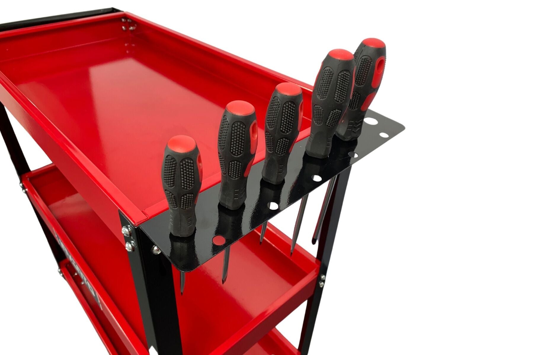 Метална мобилна количка с 3 рафта и държач за отвертки INVENTO