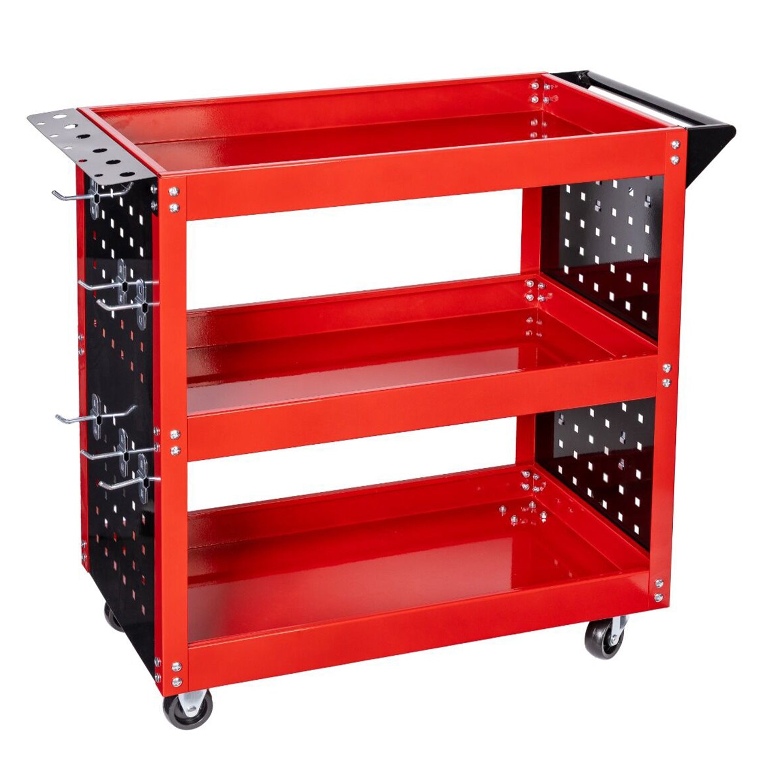 Мобилна количка с 3 рафта, държач за отвертки и панел с куки INVENTO