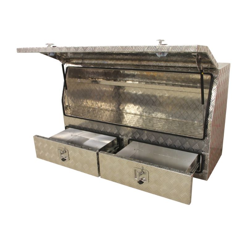 Кутия за инструменти с вратичка и 2 чекмеджета, алуминиева