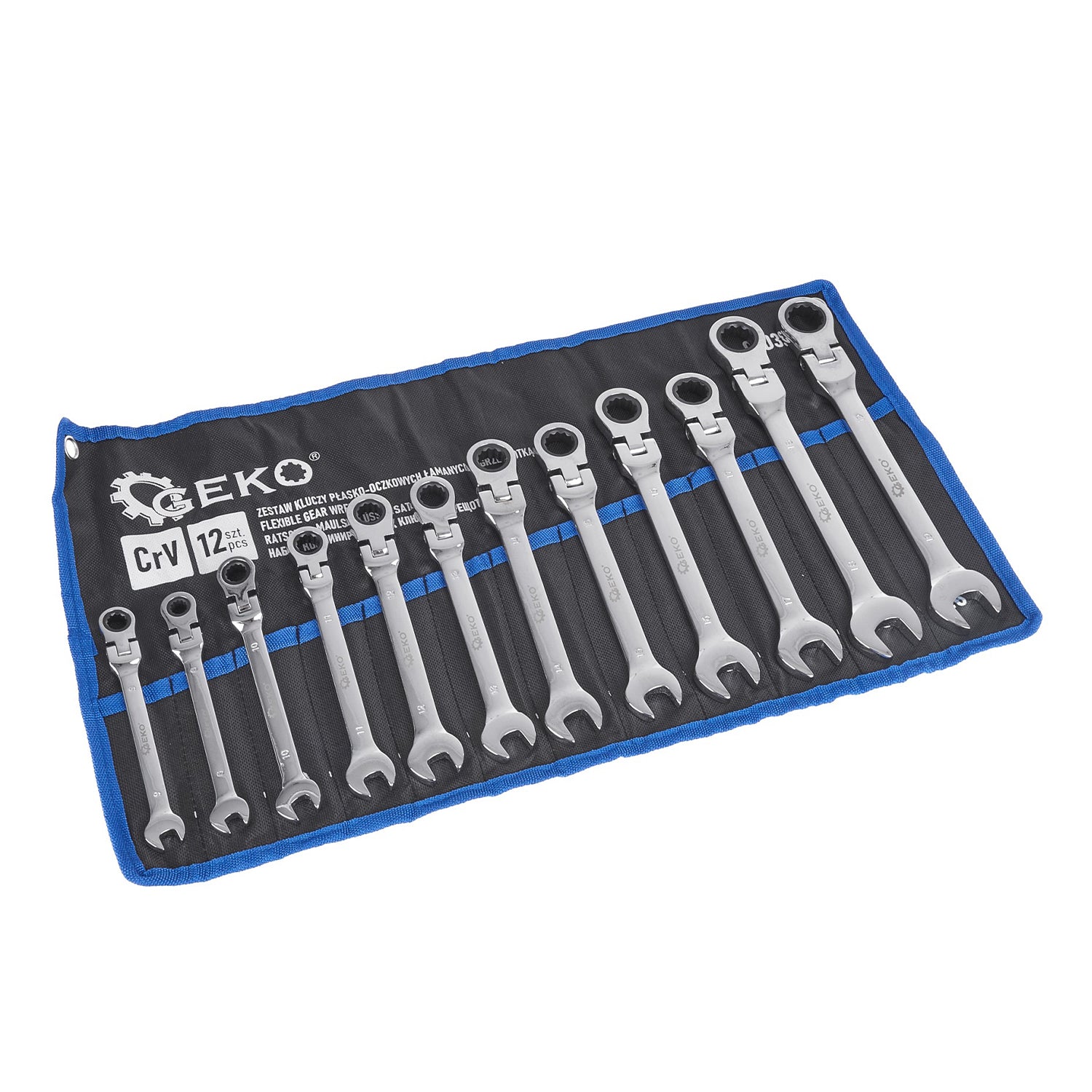 Комплект 12 комбинирани шарнирни ключа с тресчотка 8-19 мм