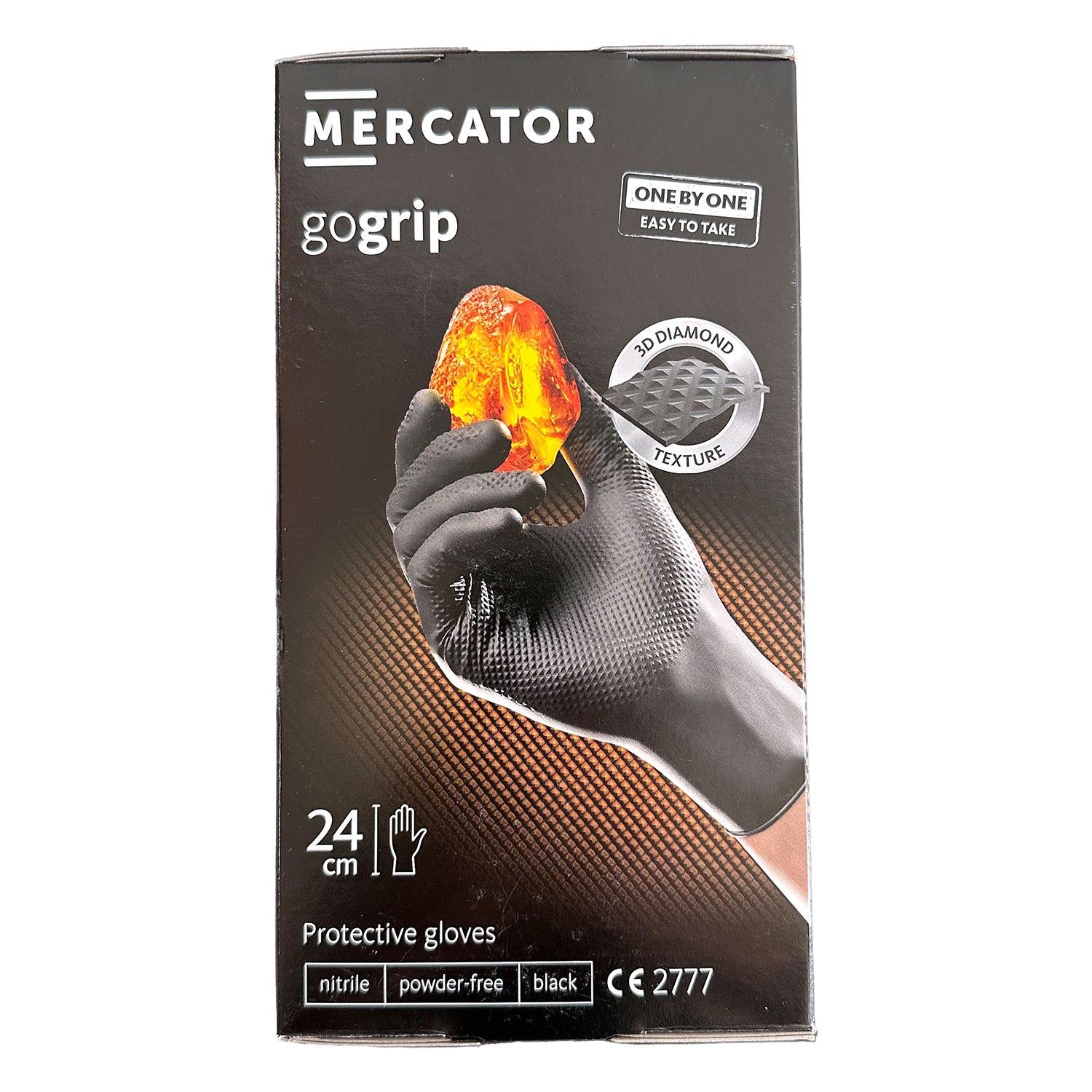 Премиум нитрилни ръкавици MERCATOR GOGRIP ONE BY ONE черни, размер XL, комплект 100 бр.