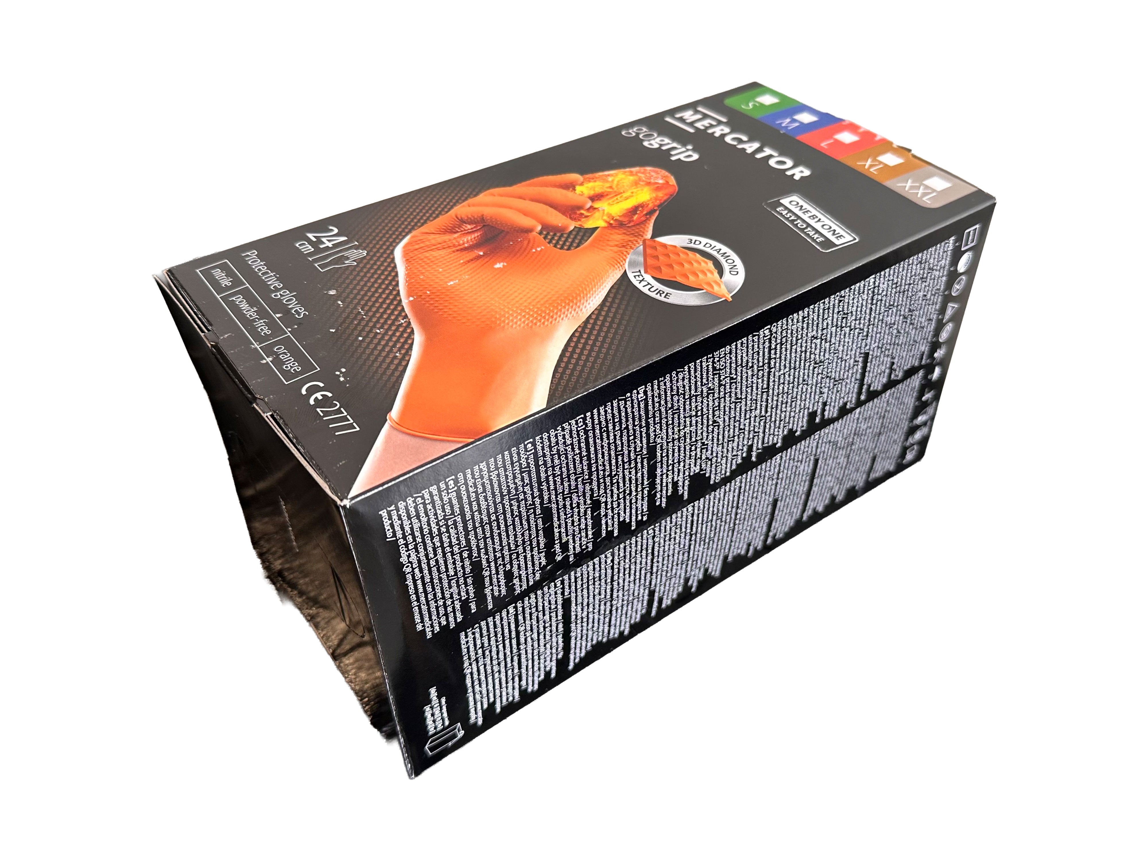 Премиум нитрилни ръкавици MERCATOR GOGRIP ONE BY ONE оранжеви, размер L, комплект 100 бр.