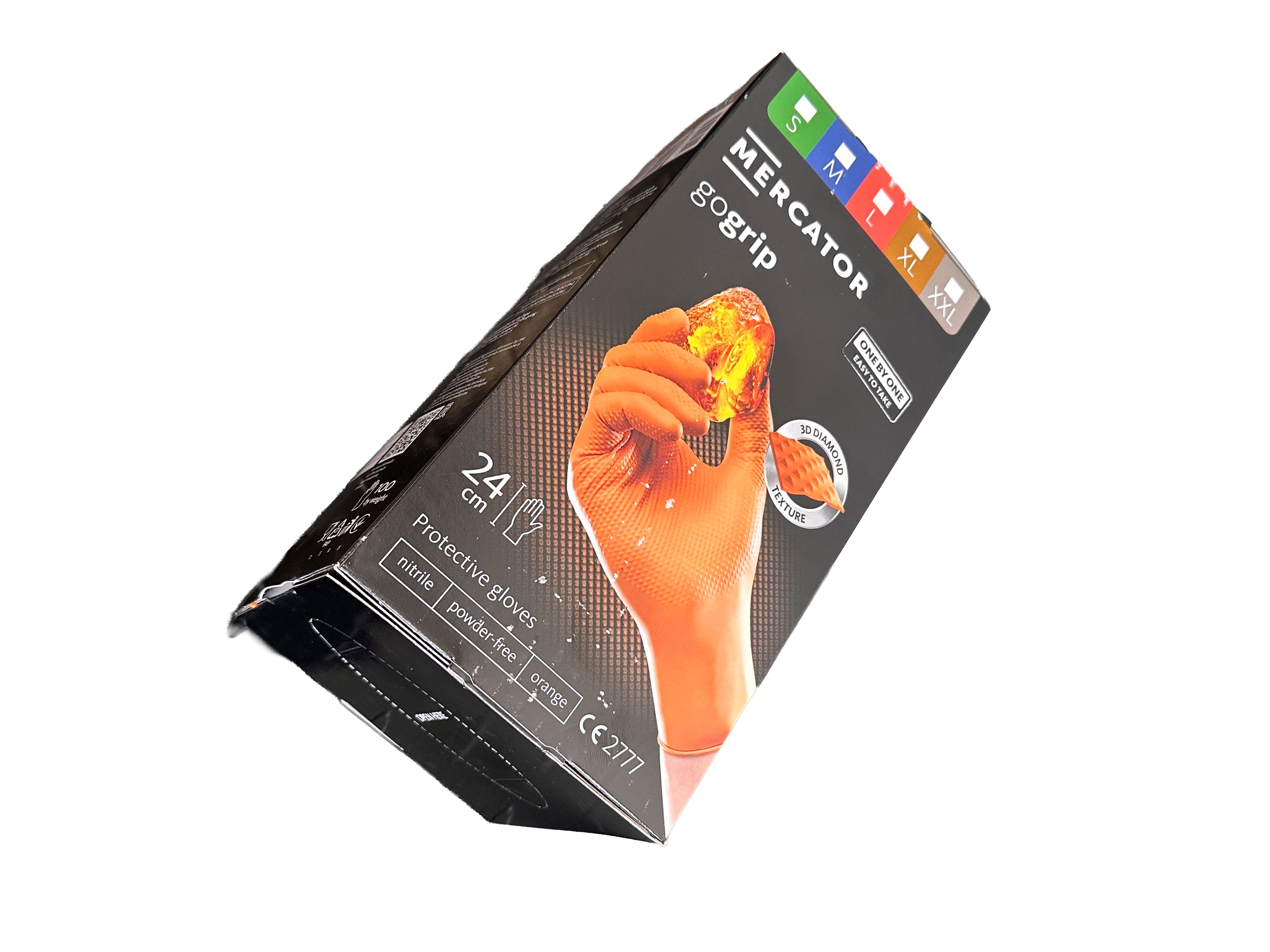 Премиум нитрилни ръкавици MERCATOR GOGRIP ONE BY ONE оранжеви, размер L, комплект 100 бр.