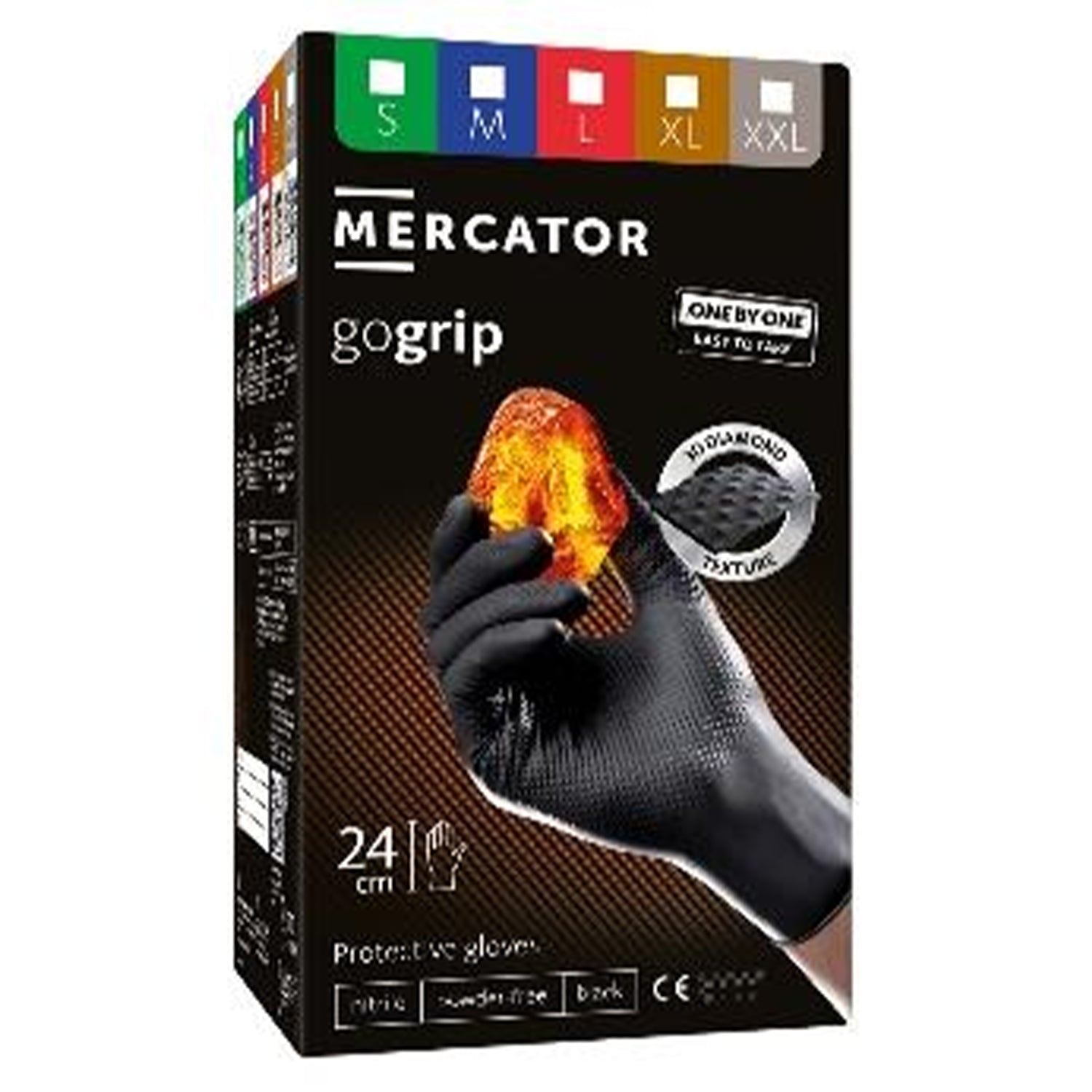 Премиум нитрилни ръкавици MERCATOR GOGRIP ONE BY ONE черни, размер XL, комплект 100 бр.