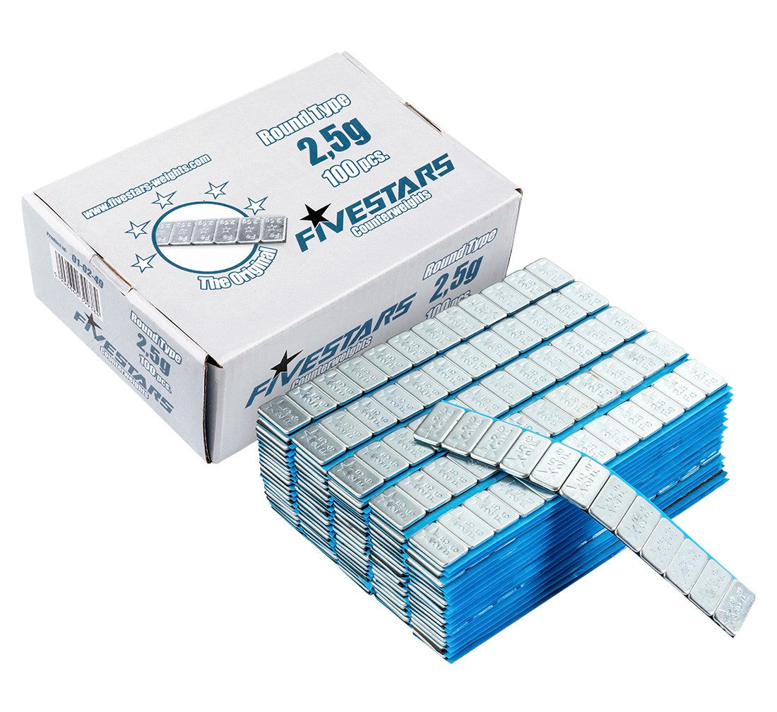 Кутия със самозалепващи се противотежести 2.5 гр. - 100 ленти - 12 бр./лента 3 кг