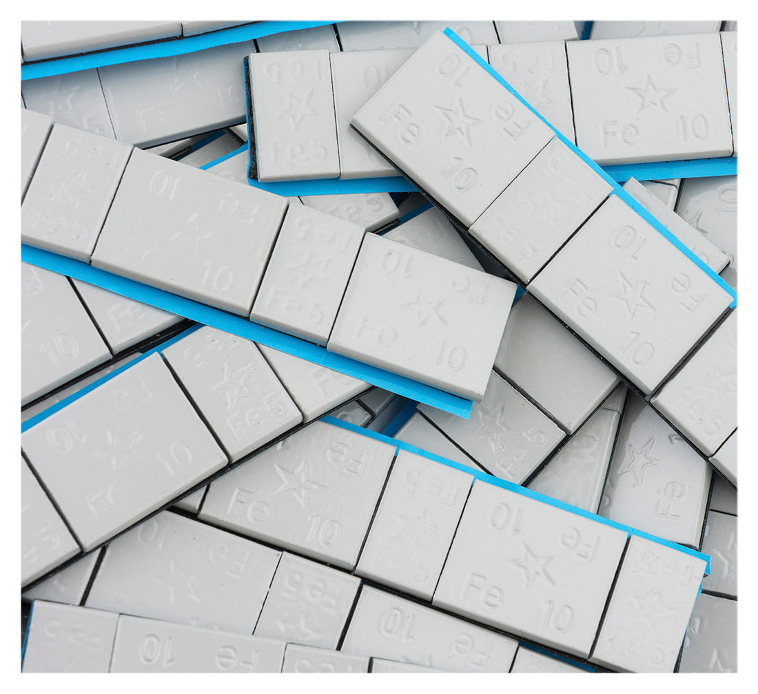 Кутия със залепващи се тежести 5/10 г - 100 ленти - 8 бр./лента 6 кг сив мат