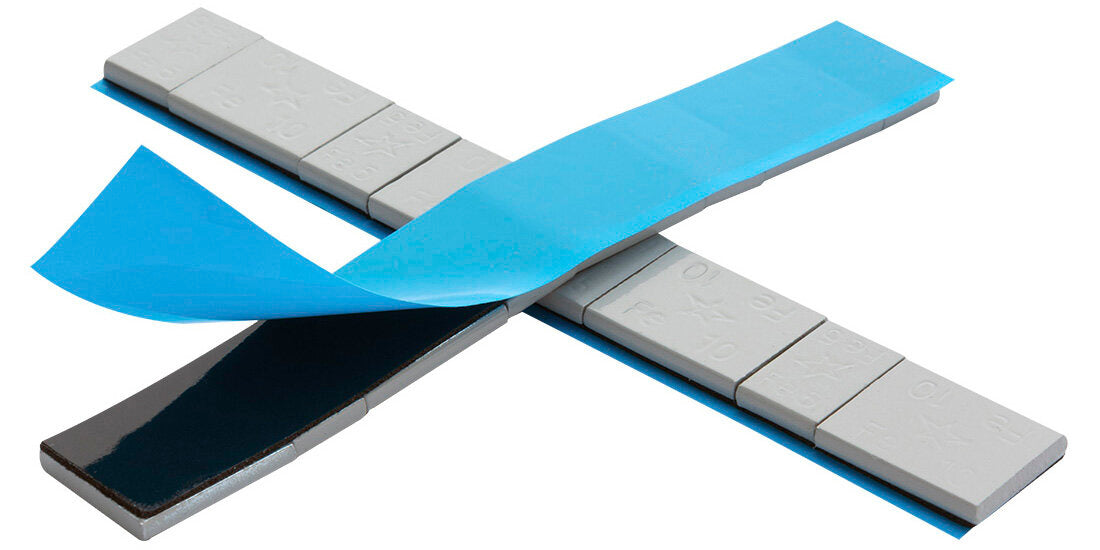 Кутия със залепващи се тежести 5/10 г - 100 ленти - 8 бр./лента 6 кг сив мат