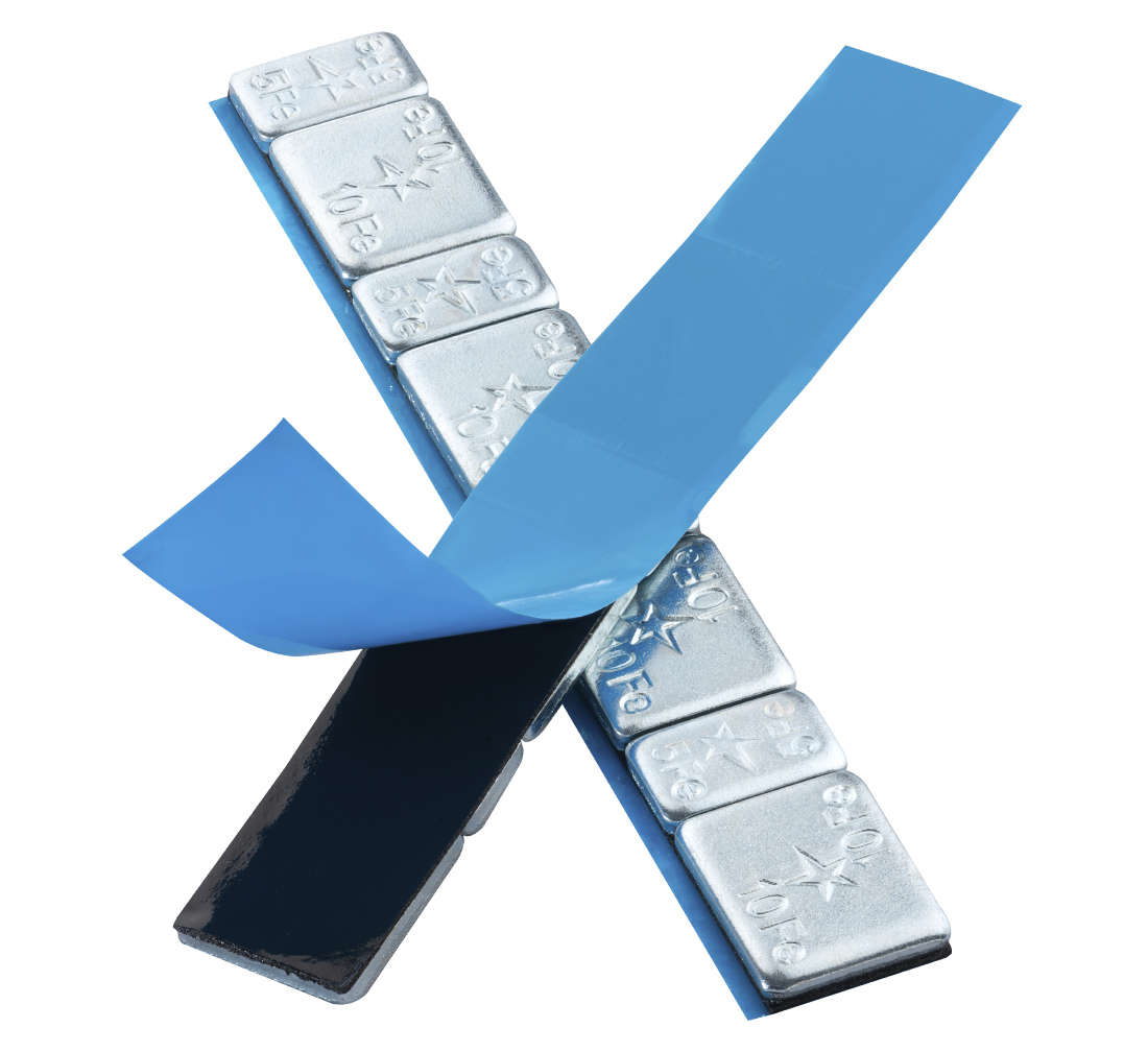 Самозалепващи противотежести 5/10 грама - 100 ленти - 8 бр./лента