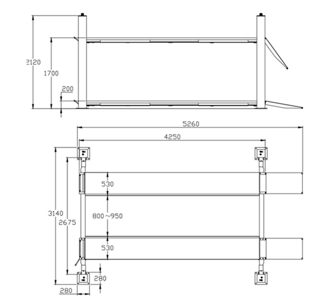Подемник с 4 колони - 4 т 380V, ръчно отблокиране
