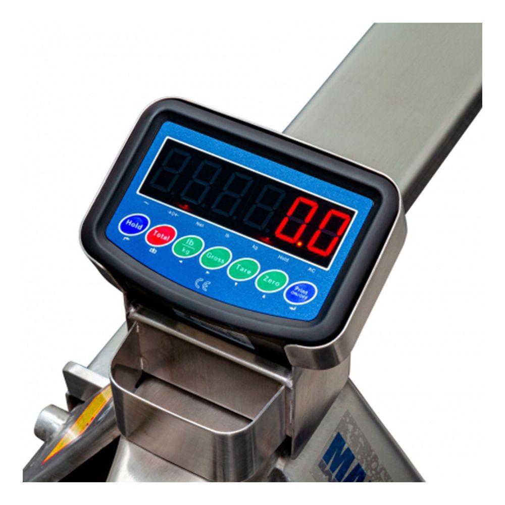 Транспалетна количка от галванизирана стомана, с кантар 2500 кг 115 см