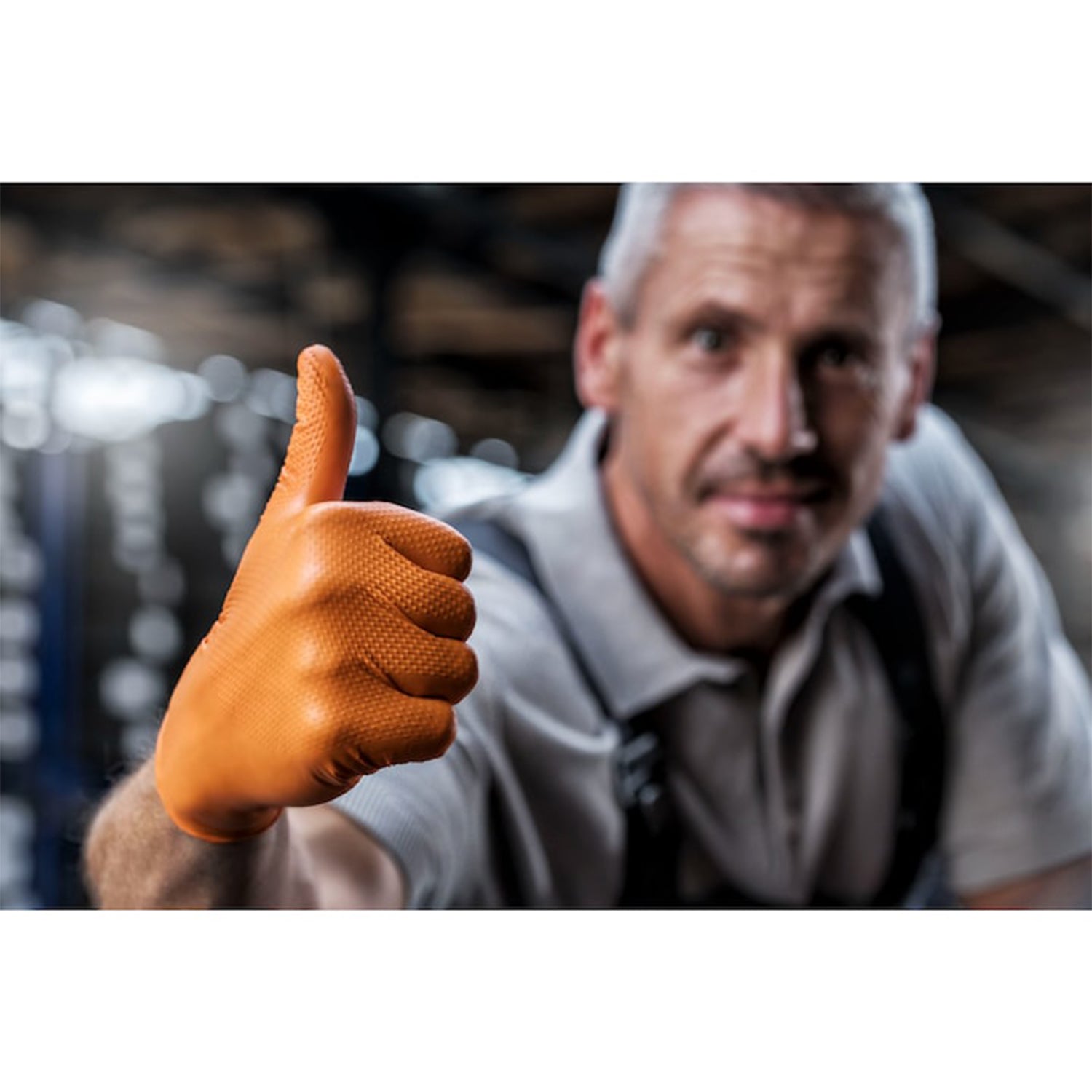 Премиум нитрилни ръкавици MERCATOR GOGRIP ONE BY ONE оранжеви, размер М, комплект 100 бр.