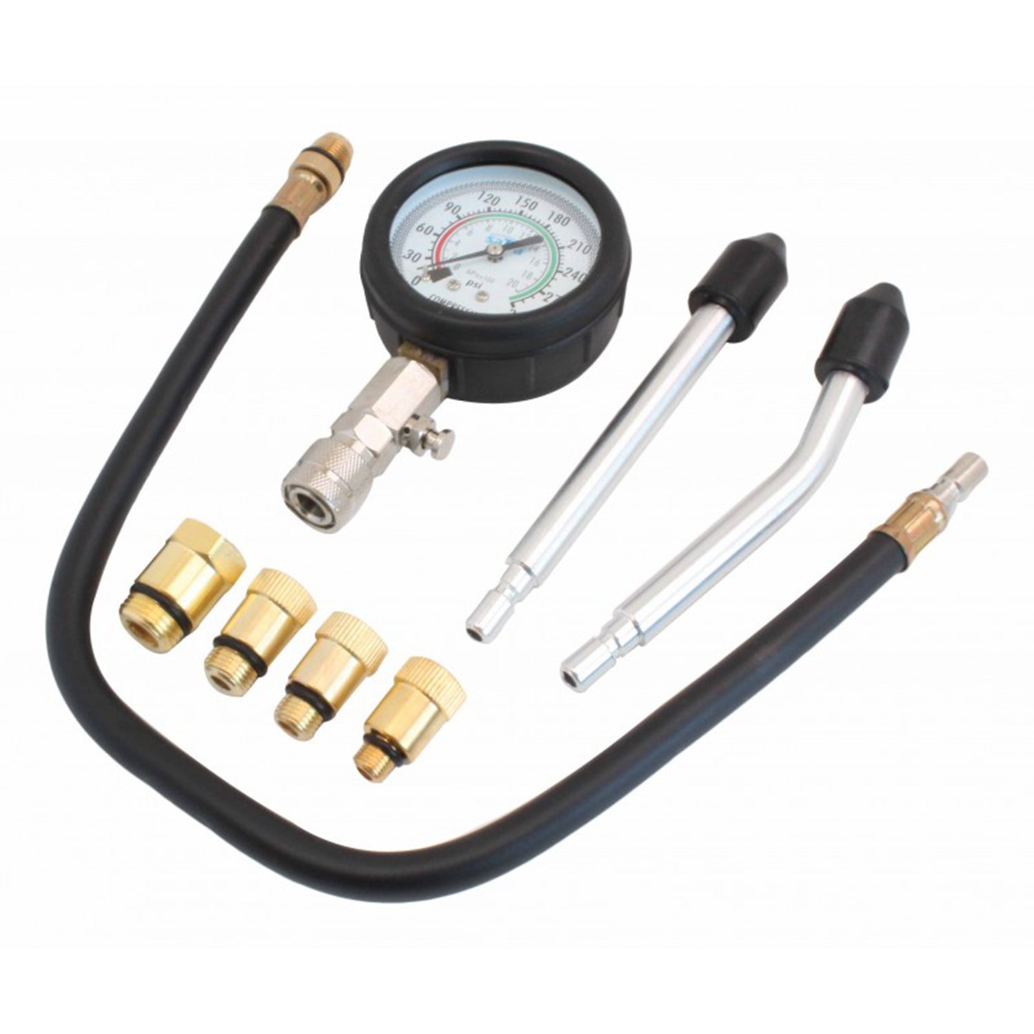 Комплект за измерване на компресия на бензинови двигатели, 8 части