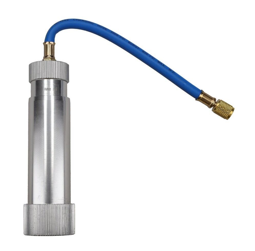 Устройство, помпа за дозиране на масло с UV флуоресцентна боя и LP бърза връзка за откриване на течове на фреон