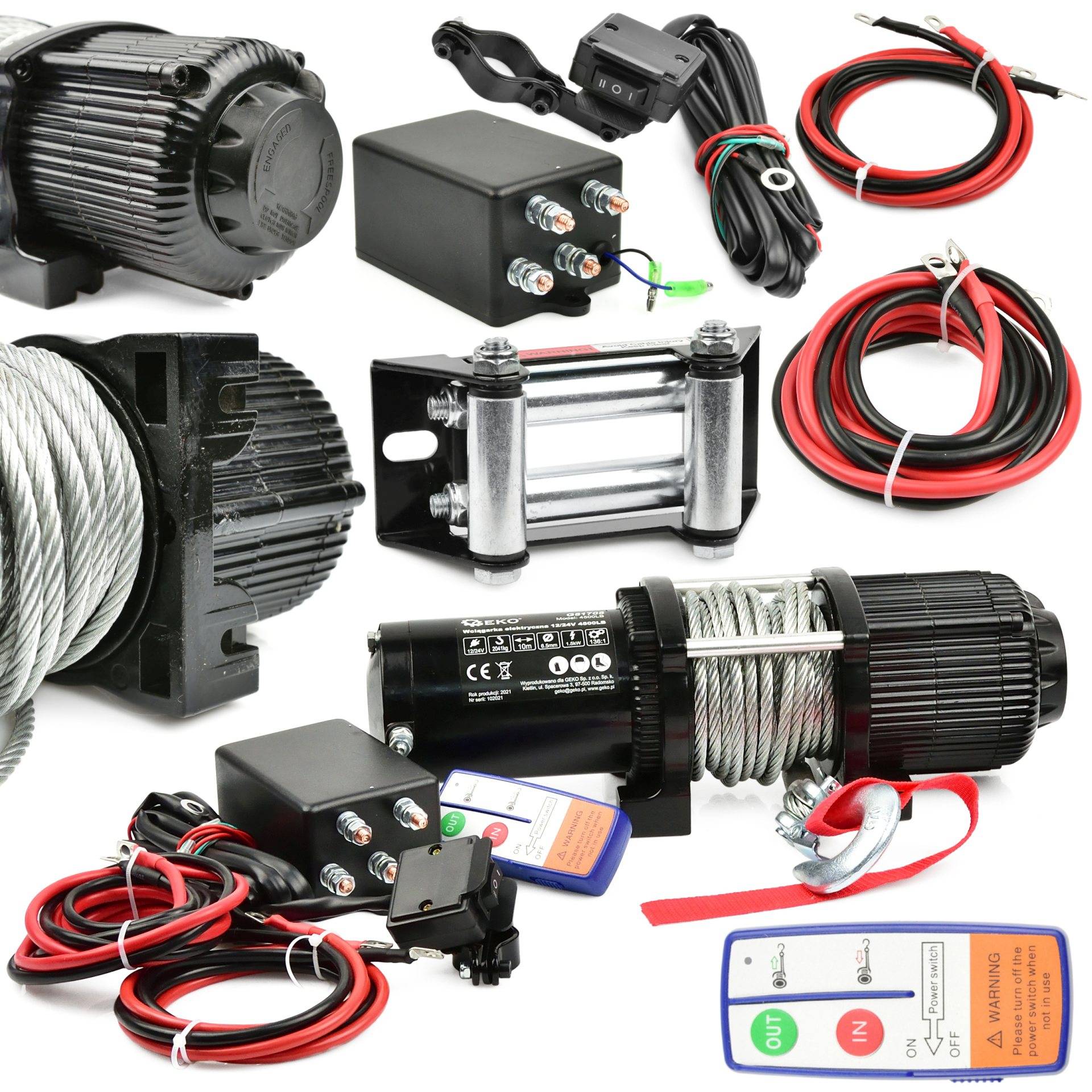 Електрическа лебедка 12V с дистанционно wireless - 4500LB / 2041KG