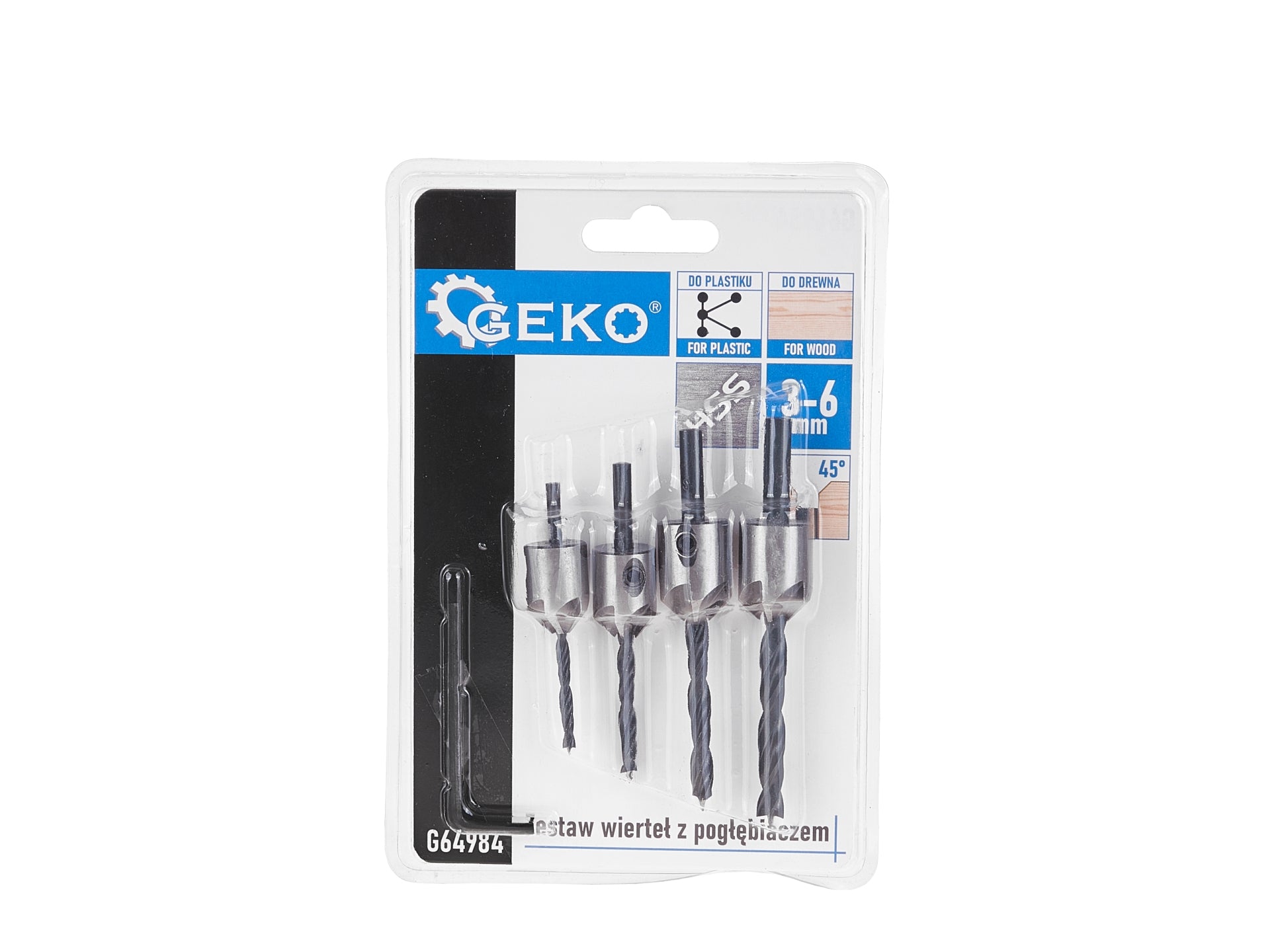 Комплект 5 свредла за дърво със зенкер и ограничител на дълбочина