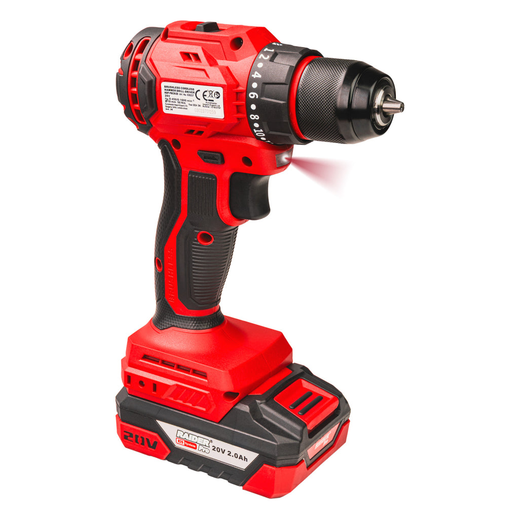 Комплект бормашина и винтоверт 50 nm, гайковерт 1/2 320 nm, ъглошлайф 125 мм с батерия 2 x 2ah RAIDER PRO