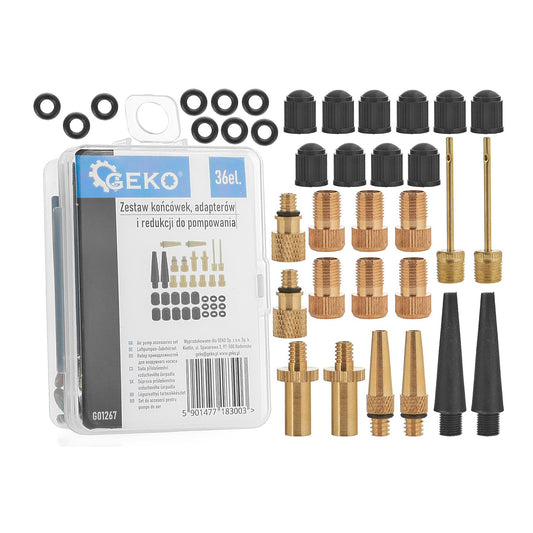 Универсален комплект аксесоари за надуване, идеален за автомобили, велосипеди и надуваеми предмети 36 части GEKO