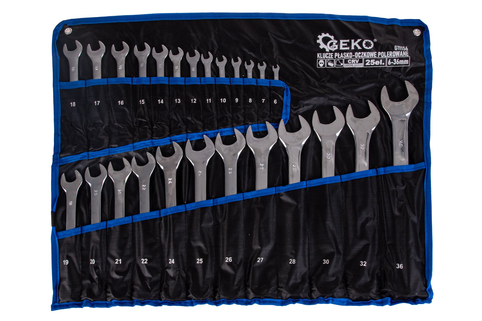 Комплект 25 фиксирани комбинирани гаечни ключове CrV 6-36 мм - GEKO