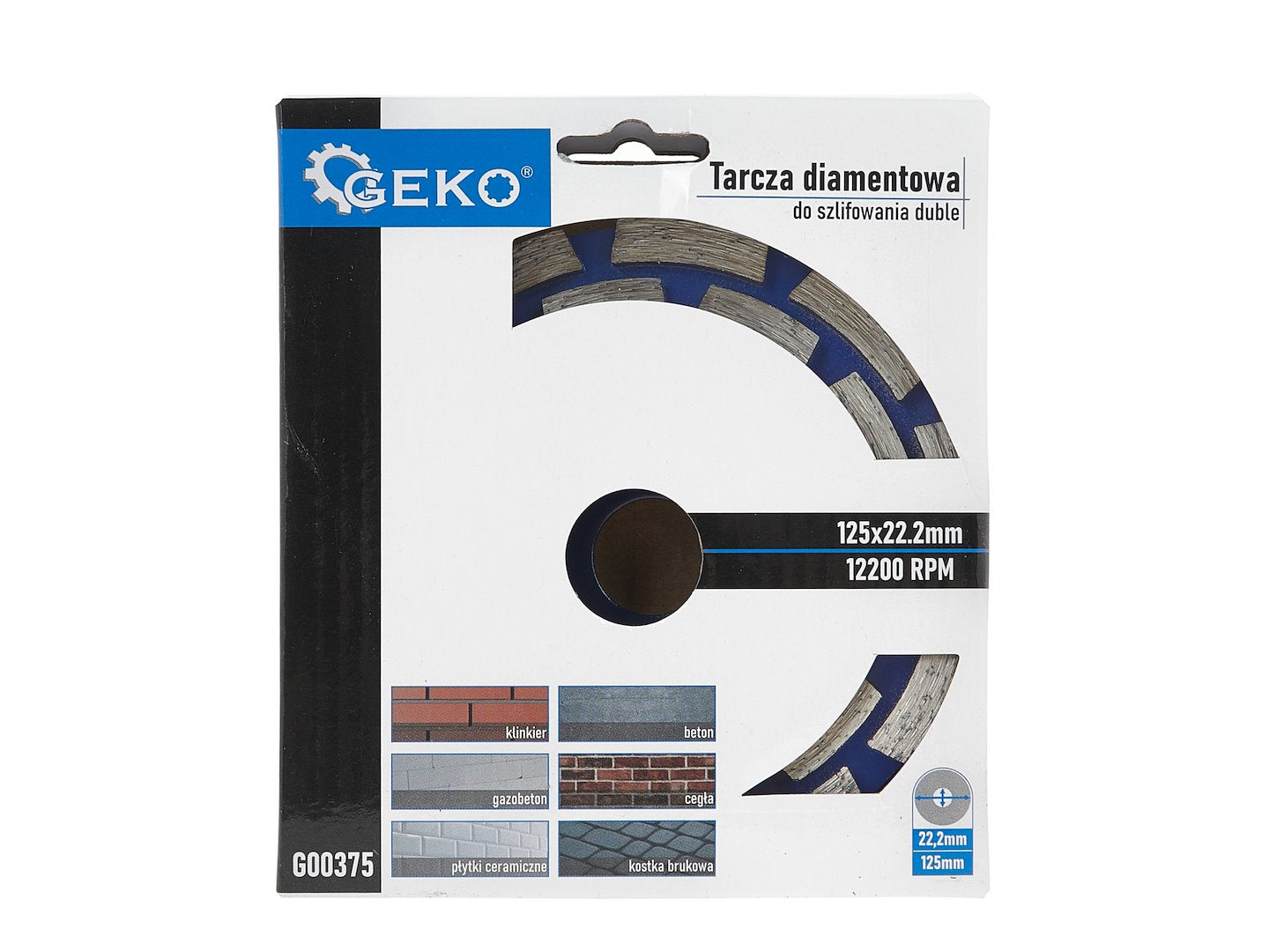 Сегментиран диамантен диск 125 мм за шлайфане на бетон, гранит и мрамор, 5 мм 125х22.2 мм GEKO