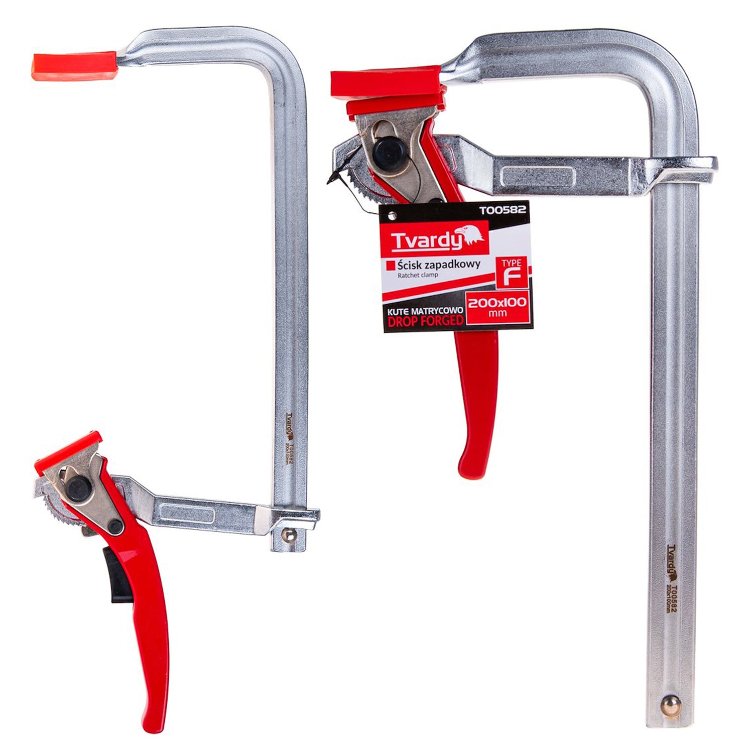 Скоба менгеме за дърводелство с тресчотка 200x100 мм