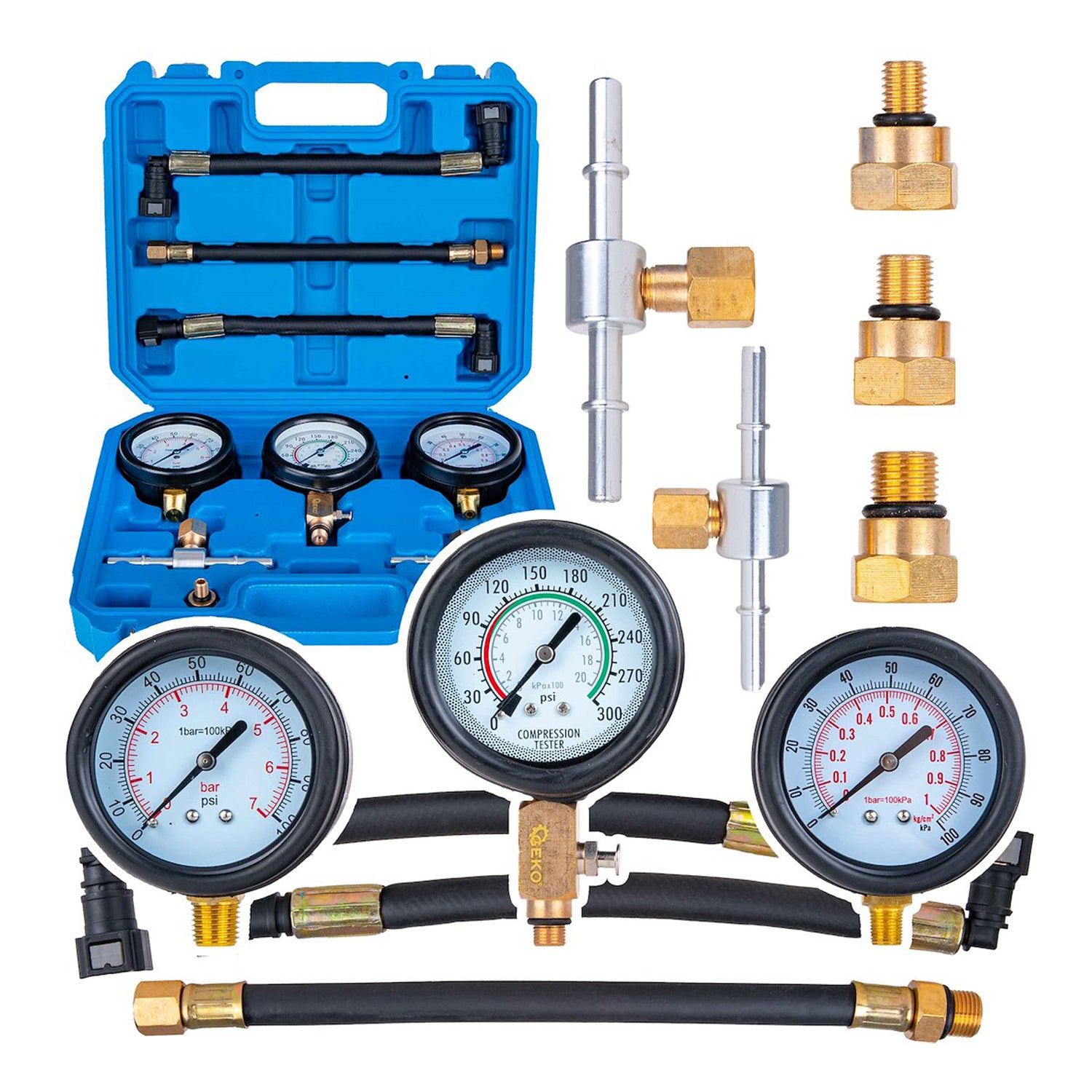 Професионален комплект за тестване на налягането на мотоциклетни двигатели и гориво - GEKO