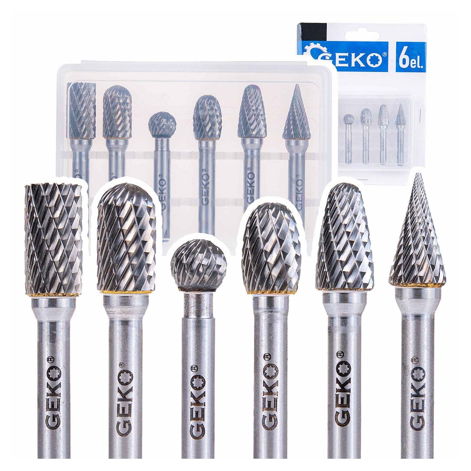 Комплект 6 карбидни фрези за метал 6 мм GEKO