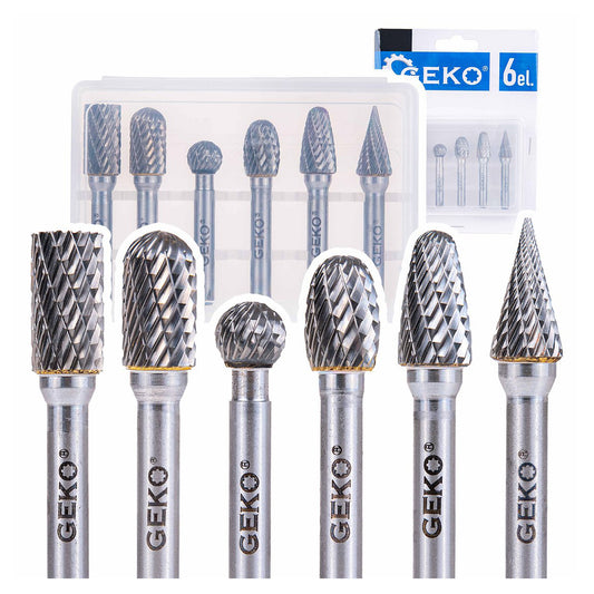 Комплект 6 карбидни фрези за метал 6 мм GEKO