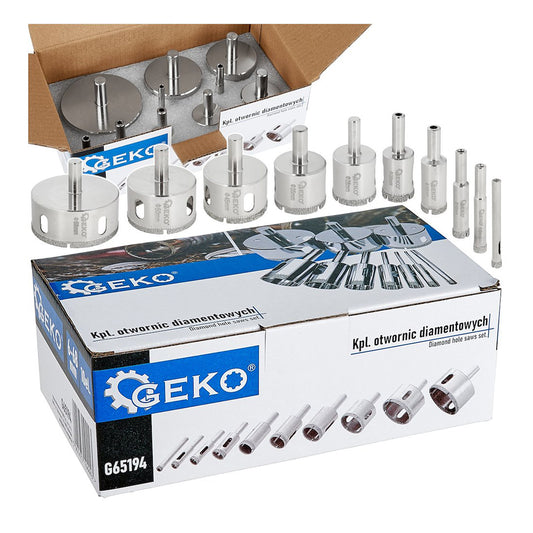 Комплект диамантени боркорони за фаянсови плочки 6-68 мм, 10 бр. GEKO
