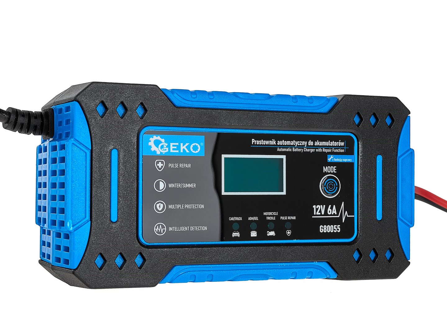 Зарядно устройство с интелигентен микропроцесор LCD 12V 6A за автомобилни акумулатори 2-150Ah - GEKO