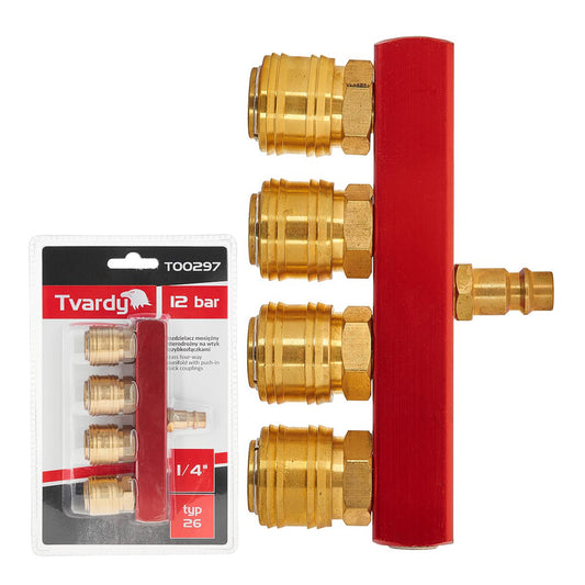 Разделител, въздушен разпределител с 4 изхода, бързи връзки 1/4