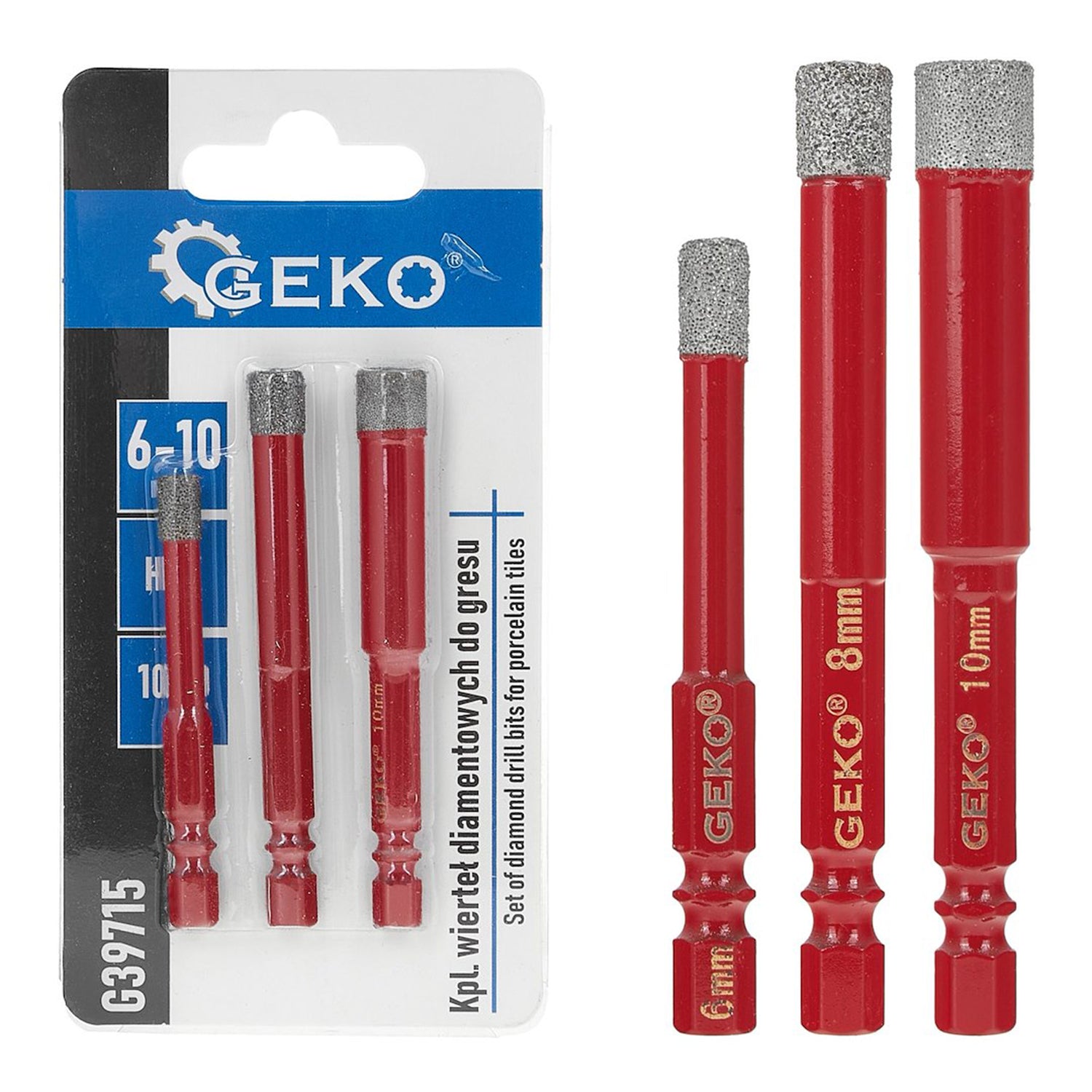 Комплект 3 диамантени свредла за керамични и фаянсови плочки, 6-10 мм