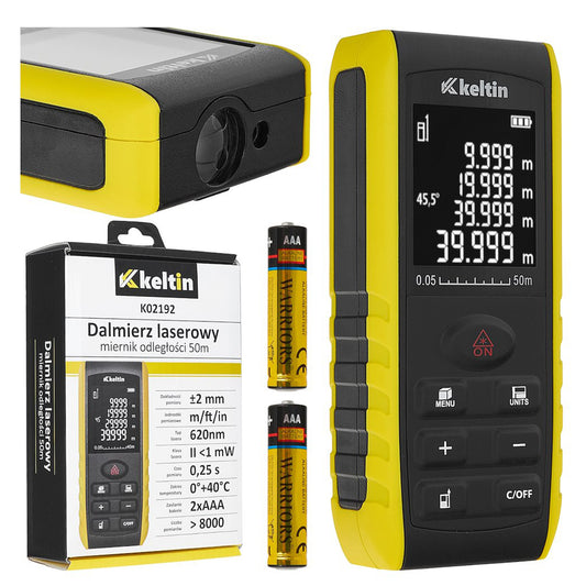 Лазерен телеметър 2 в 1, 50 м с функция за измерване на ъгъл KELTIN
