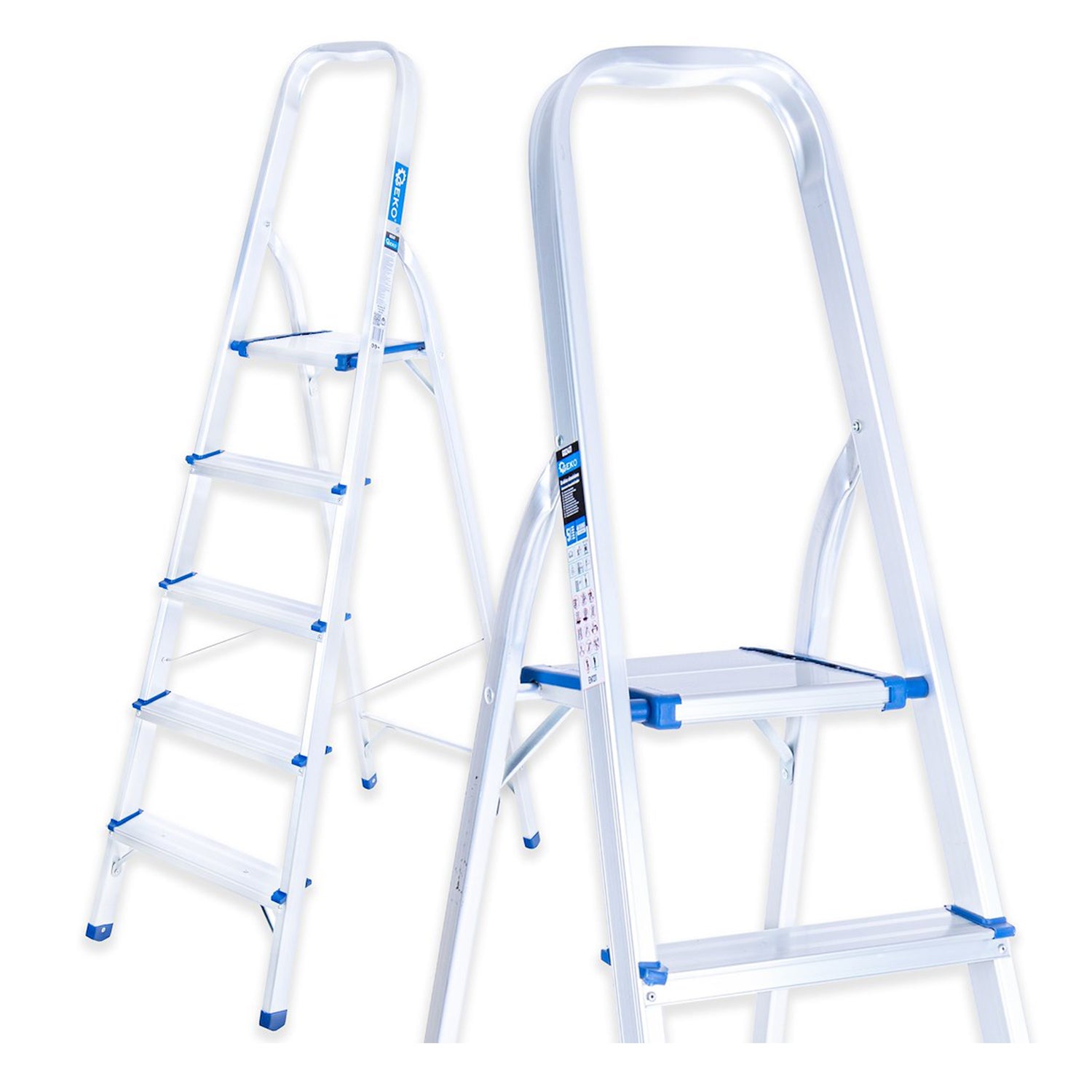 Сгъваема алуминиева стълба с 5 стъпала 150 кг GEKO