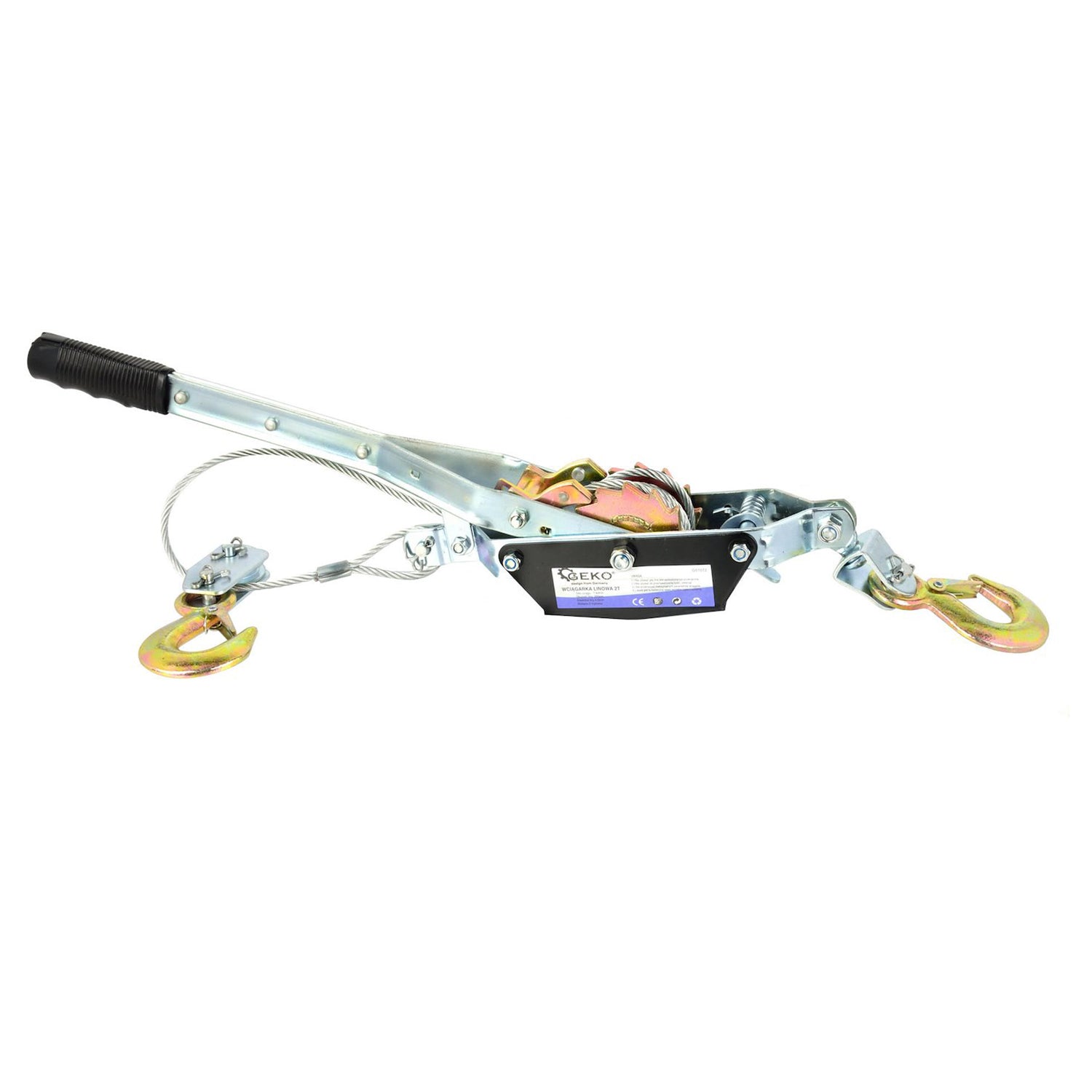 Обтегач с тресчотка 2 т, с 2 куки, кабел 2.5 м GEKO