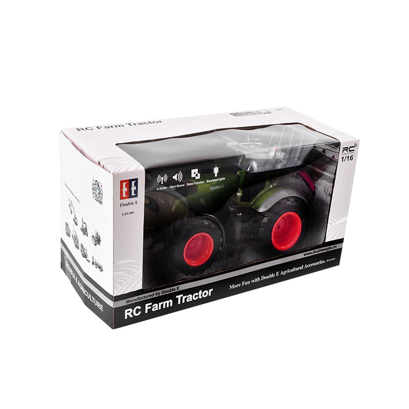Трактор играчка с дистанционно doubleE RC 1:16 2.4 Ghz, светлини, звуци, обхват 25 м, скорост 2,16 км/ч