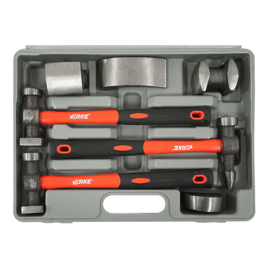 Комплект тенекеджийски инструменти 7 части Verke – чукове и матрици за изправяне и профилиране на ламарина