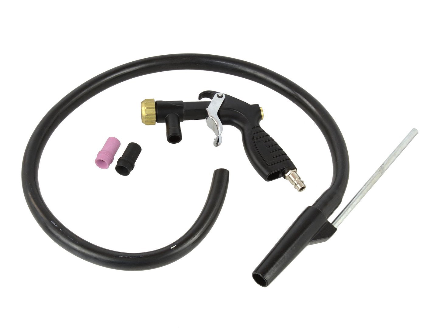 Пневматичен пясъкоструен пистолет с 2 дюзи (метална и керамична) и маркуч - GEKO