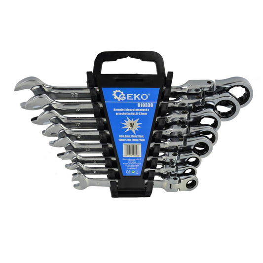 Комплект комбинирани ключове с тресчотка 8-22 мм 8 бр. GEKO