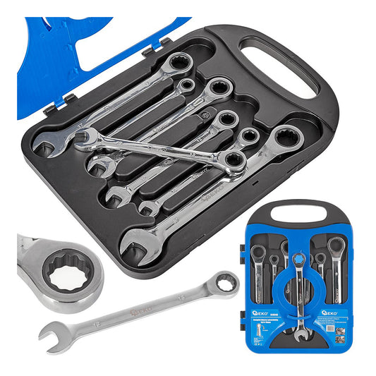 Комплект 7 комбинирани ключа с тресчотка 8-19 мм GEKO