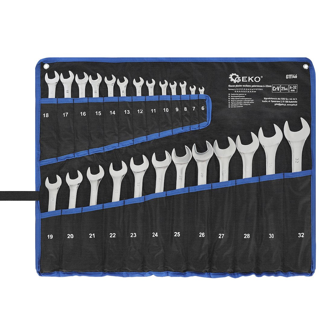 Комплект 25 фиксирани комбинирани гаечни ключове CRV 6-32 мм - GEKO