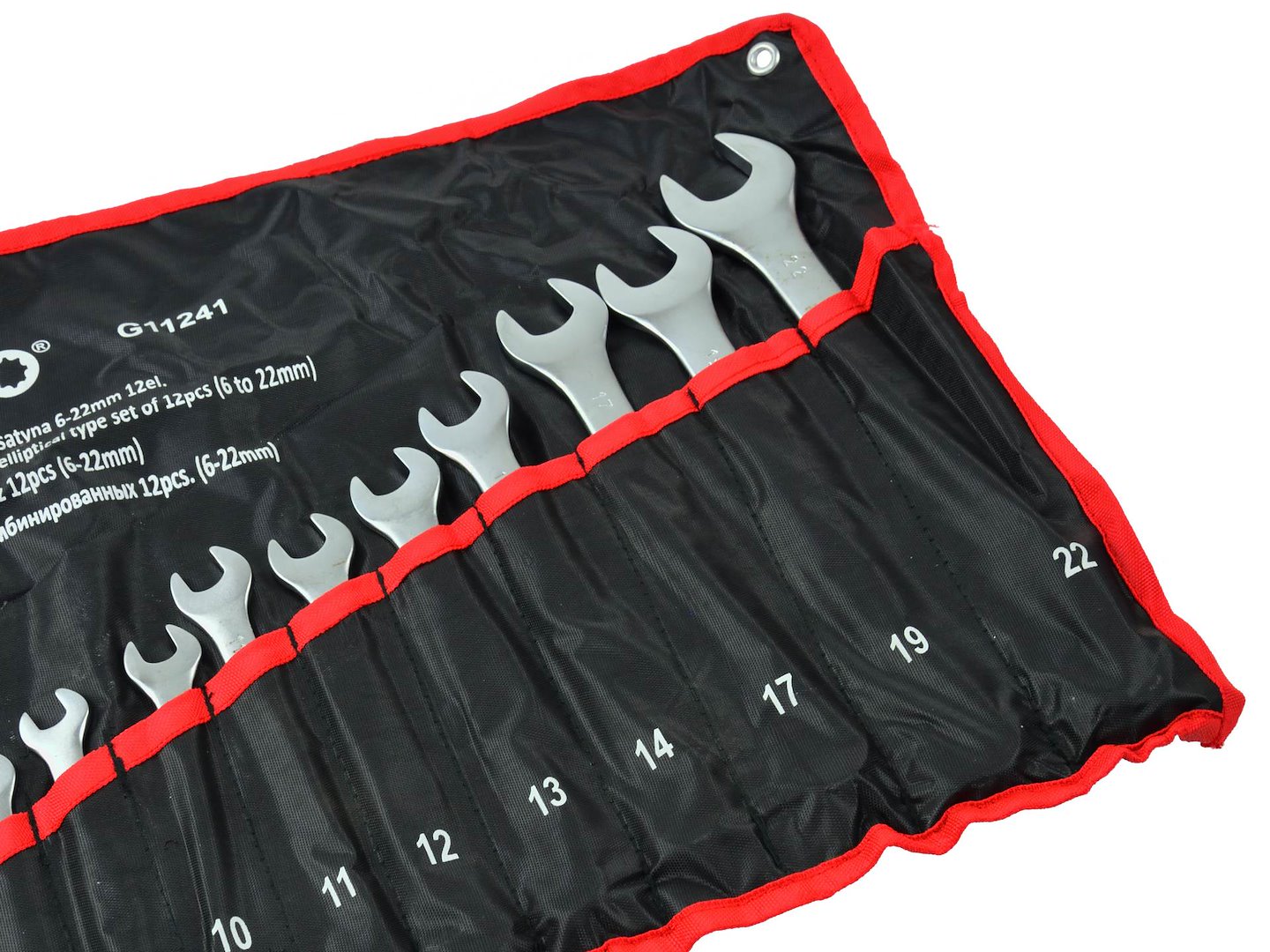 Комплект 12 фиксирани комбинирани гаечни ключове, сатенено покритие, CRV 6-22 мм - GEKO