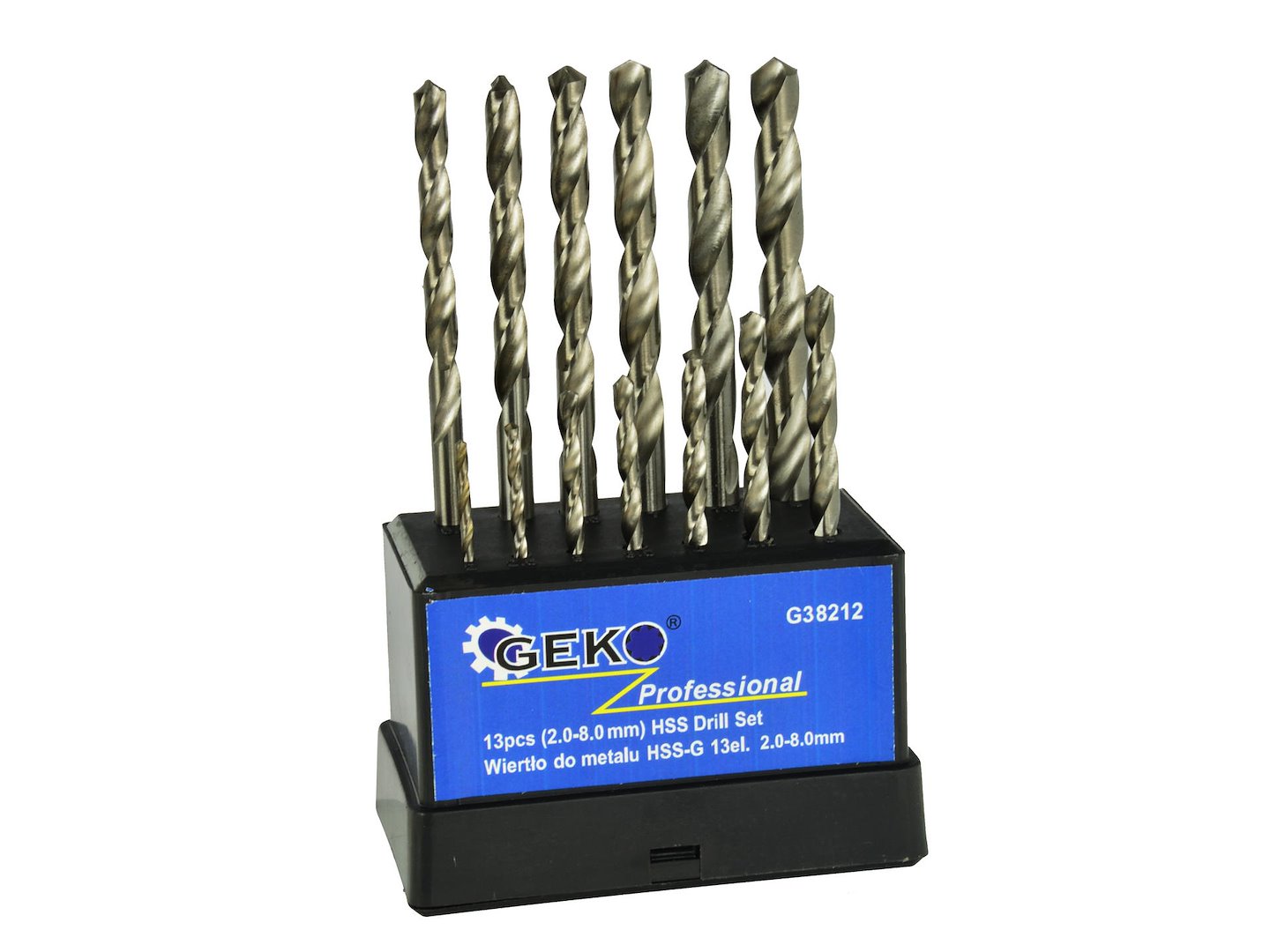 Комплект 13 HSS свредла за метал, 2-8 мм – цилиндрично закрепване, ъгъл на върха 135°