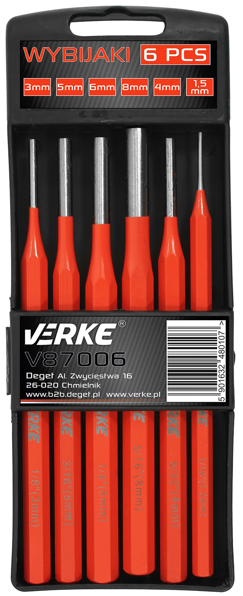 Комплект 6 цилиндрични шила - VERKE