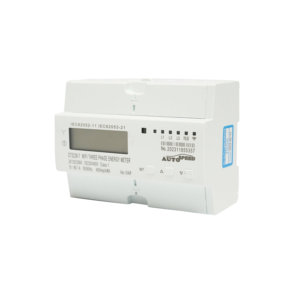 Смарт метър трифазен 380V, 80A, DTS238-7 WIFI съвместим с Tuya, Smart Life, интелигентен електромер
