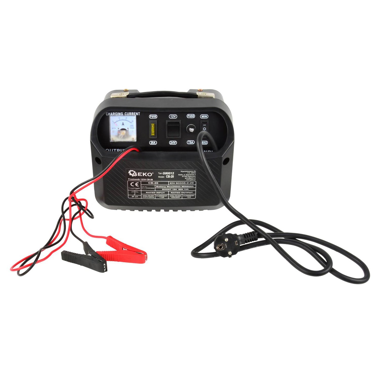 Зарядно устройство 12/24V CB-20, 12-18A за автомобилни акумулатори 60-240Ah - GEKO