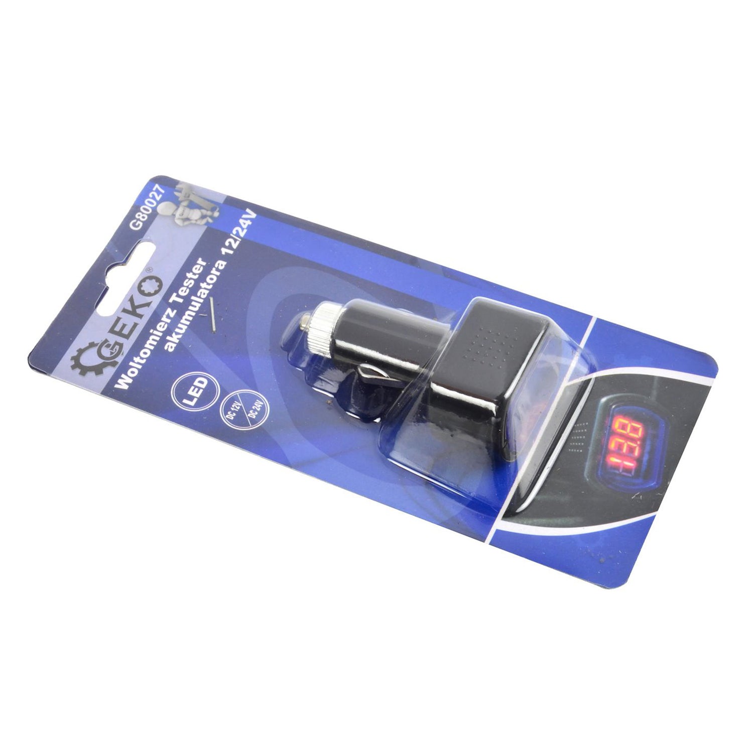 Цифров волтметър с LED дисплей, тестер за автомобилни акумулатори 12/24 V - GEKO