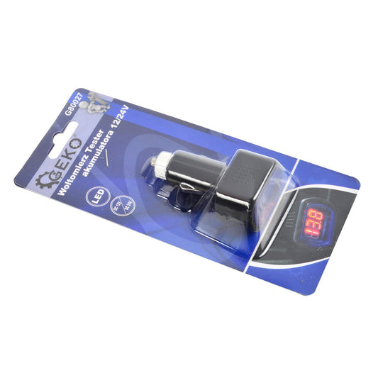 Цифров волтметър с LED дисплей, тестер за автомобилни акумулатори 12/24 V - GEKO