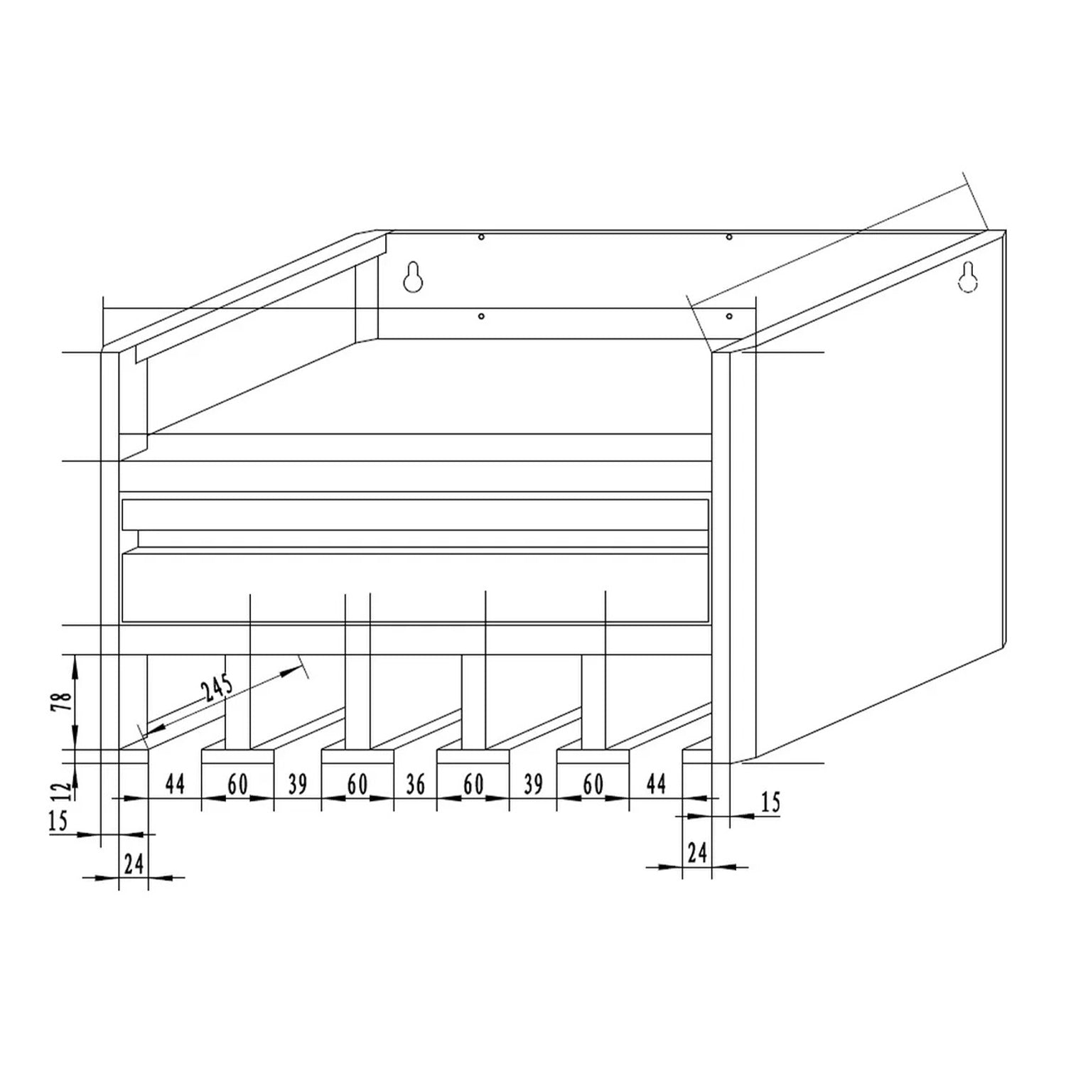 Стенен шкаф, органайзер за електрически и пневматични инструменти, 1 чекмедже, контакт 220V